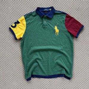 Vintage 90s style Polo ralph lauren big pony logo colorblock polo shirt mens